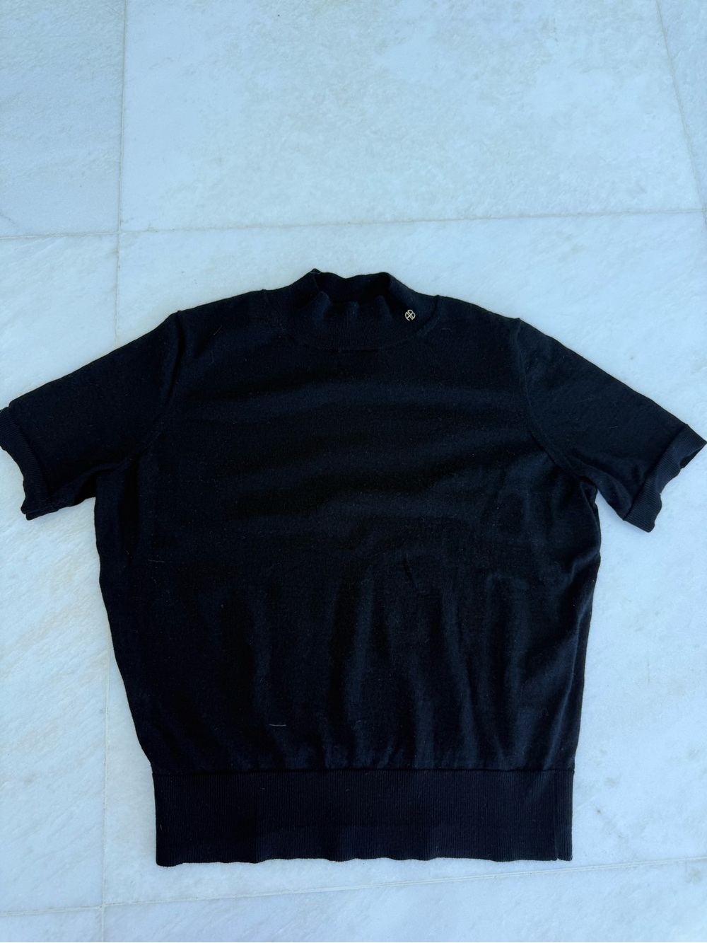 Anine Bing Black Short-Sleeve Knit/cashmere Top